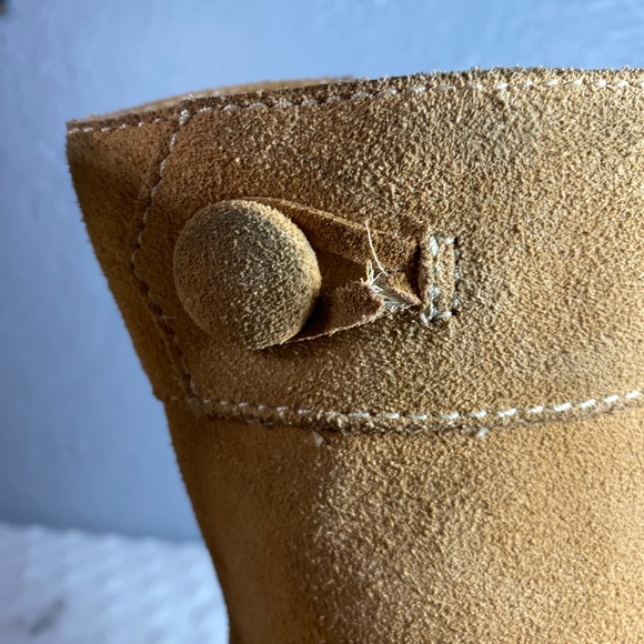 Vintage Yellow Box Womens Suede Dime Boots Wedge Heel Mid-Calf - Picture 16 of 16